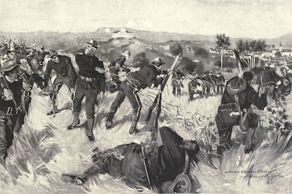 Imagen de la batalla de El Caney, entre españoles y estadounidenses