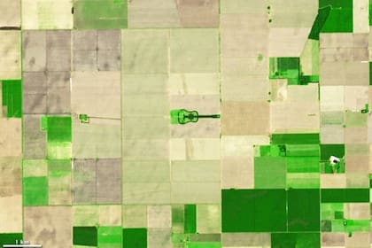 Imagen de la guitarra tomada en 2007 por el satélite Terra, de la NASA