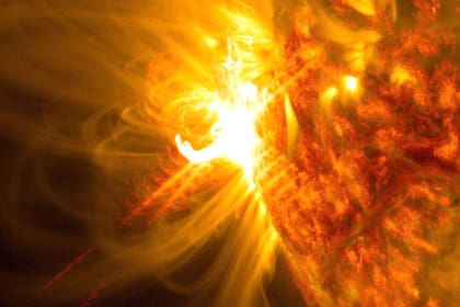 Imagen de la llamarada del jueves, captada por el Observatorio de Dinámica Solar de la NASA