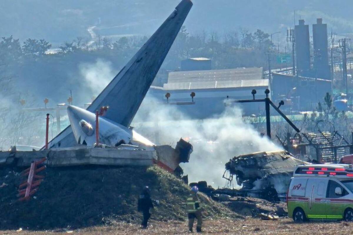 Imagen de los restos del avión tras el accidente.