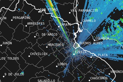 Imagen de radar de la ciudad de Buenos Aires y sus alrededores este viernes 18 de julio