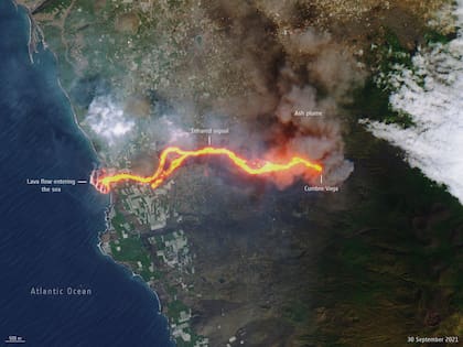 Imagen del delta generado por el volcán