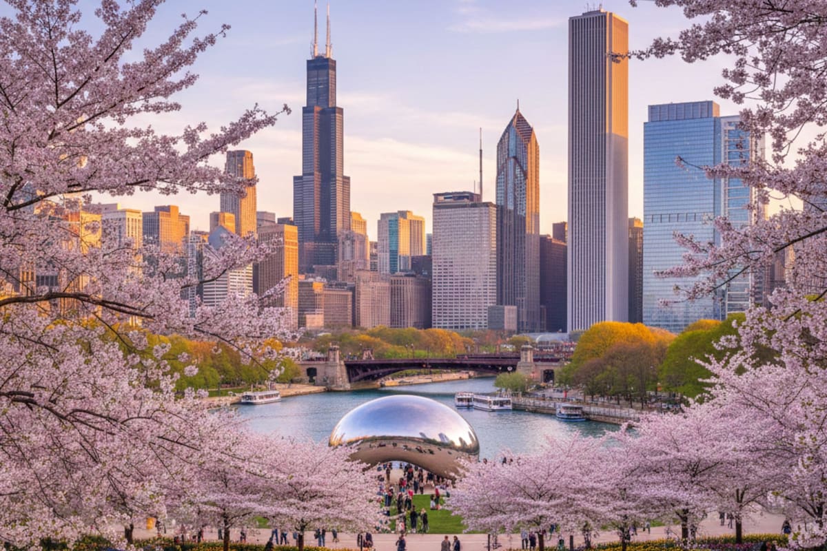 Imagen que muestra los colores de la primavera en Chicago, Illinois (imagen ilustrativa generada con IA)