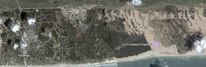 Imagen satelital de 2020, cuando el avance urbano en Pinamar Norte se vuelve más visible: la trama de calles se afirma, aparecen nuevos loteos y la ocupación del bosque deja de ser incipiente para consolidarse como un proceso en marcha