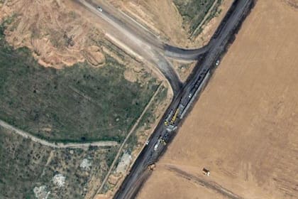 Imagen satelital de la frontera de Egipto con Gaza