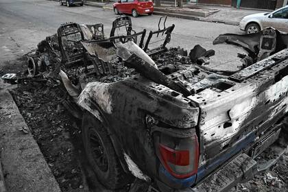 Imágenes de la camioneta tras el ataque