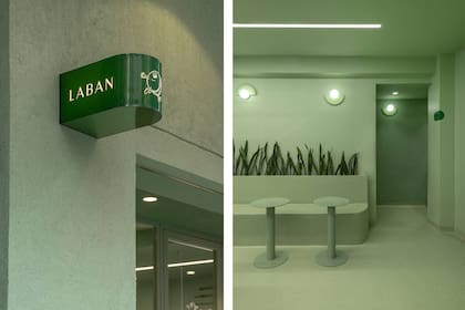 Imágenes de Labán, el local de pâtisserie en las inmediaciones del Alto Palermo para el que Marina creó el proyecto de color, material y acabados.