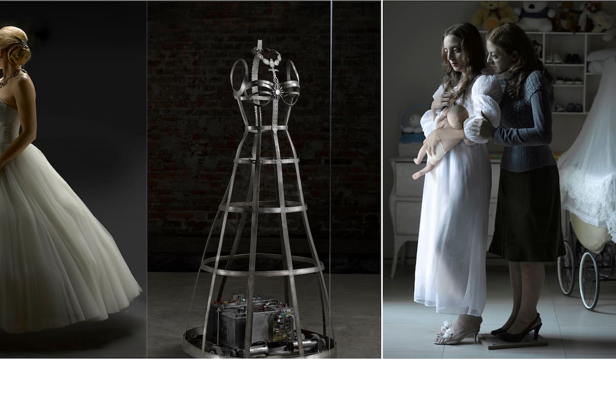 Imágenes de Rapsodia inconclusa, obra en la que encarnó a Eva Perón para representar al país en la Bienal de Venecia (2013) y Tráiler (2010), donde se la ve con su doble