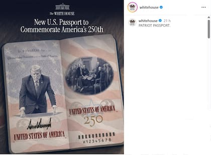 Imágenes del nuevo "pasaporte patriota" de EE.UU. con el retrato del presidente Donald Trump