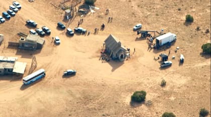 Imágenes del rodaje de la película "Rust", en Santa Fe, Nuevo México