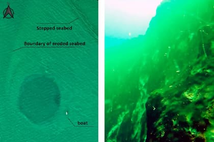 Imágenes submarinas que muestran el segundo agujero azul más profundo del mundo