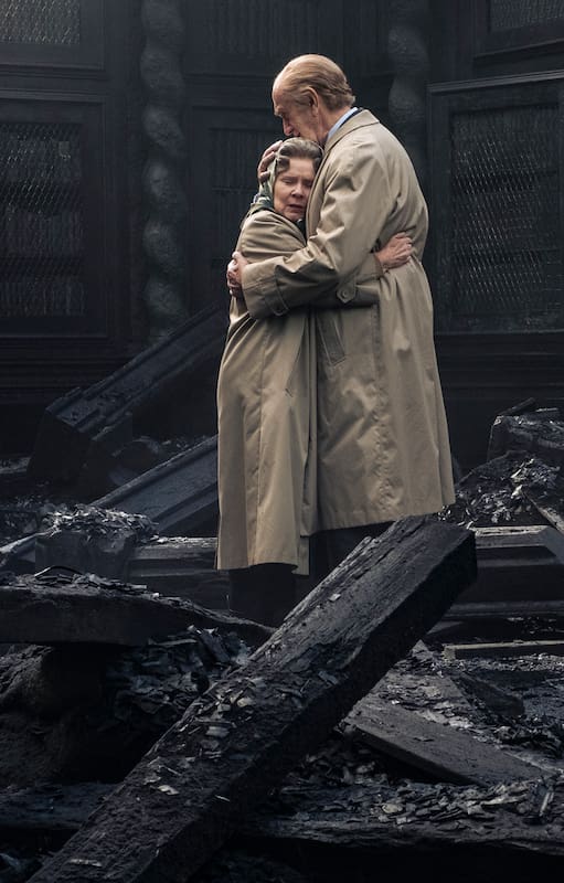 Imelda Staunton y Jonathan Pryce como Isabel II y el príncipe Felipe en la quinta temporada de The Crown