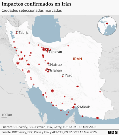 Impactos confirmados en Irán