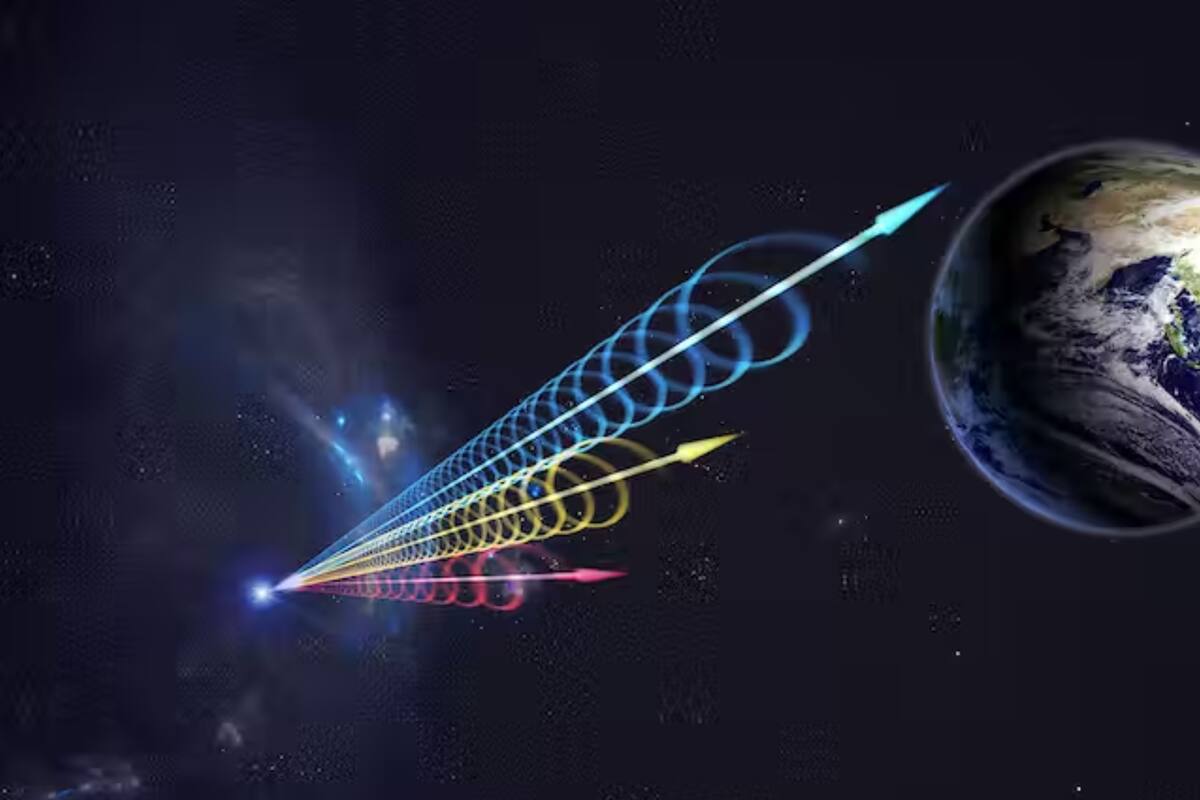 Impresión artística de un FRB llegando a la Tierra