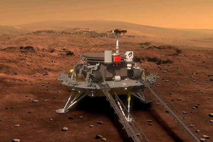 Impresión artística del rover Zhurong en Marte