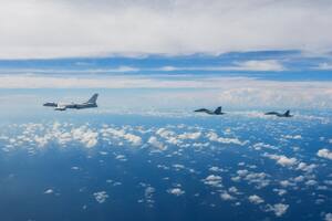 In this photo released by Xinhua News Agency, aircraft of the Eastern Theater Command of the Chinese People's Liberation Army (PLA) conduct a joint combat training exercises around the Taiwan Island on Sunday, Aug. 7, 2022. China said Monday it was extending threatening military exercises surrounding Taiwan that have disrupted shipping and air traffic and substantially raised concerns about the potential for conflict in a region crucial to global trade. (Li Bingyu/Xinhua via AP)