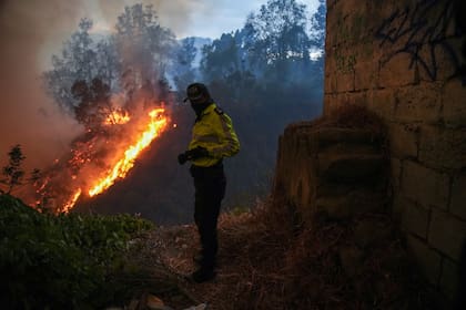 Incendios se expanden en una zona boscosa del barrio Guápulo de Quito, Ecuador el martes 24 de septiembre de 2024. (AP Foto/Carlos Noriega)