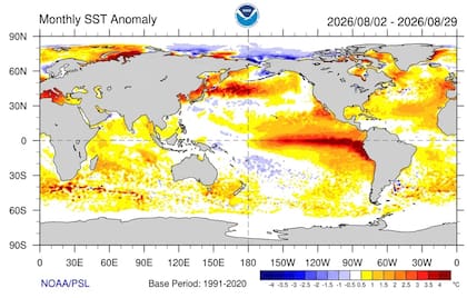 Indicaron que ya se nota el típico efecto Niño sobre el clima de la región, con más lluvias desde el centro de Chile hasta Uruguay