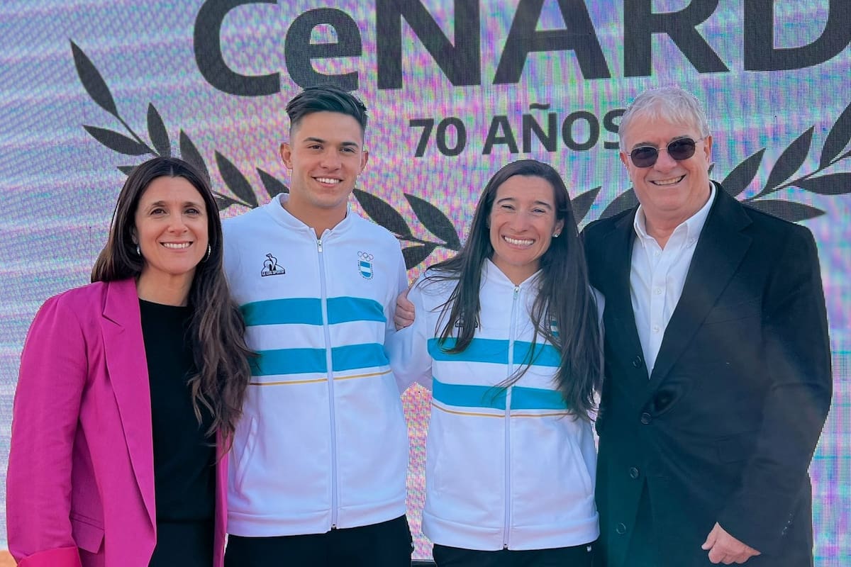 Inés Arrondo, Marcos Moneta, Sabrina Ameghino y Mario Moccia, este jueves en el Cenard, durante la despedida