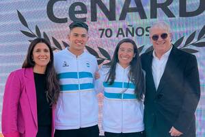 Inés Arrondo, Marcos Moneta, Sabrina Ameghino y Mario Moccia, este jueves en el Cenard, durante la despedida