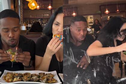 Influencers Nina Santiago y Patrick Blackwood sufren accidente mientras reseñaban comida en un restaurante de Texas (Instagram/@ninaunrated)