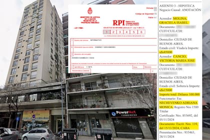 Informe del Registro de la Propiedad Inmueble que da cuenta de la hipoteca del departamento de la calle Asamblea de Adorni y su mujer