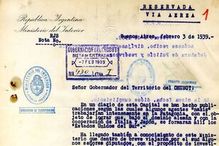 Informe reservado sobre actividad nazi en la Patagonia, Gobernación del Chubut, 1939 (Ministerio del Interior, expedientes secretos, confidenciales y reservados del Archivo General de la Nación)
