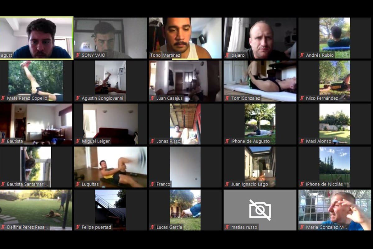 Ingenio y creatividad para nuevos tiempos: los jugadores de Los Tilos, entrenándose por videoconferencia