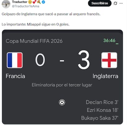 Inglaterra golea a Francia y los memes estallaron en las redes