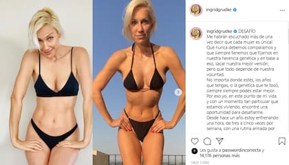 Ingrid Grudke se está entrenando para participar de una competencia física. Fuente: Instagram