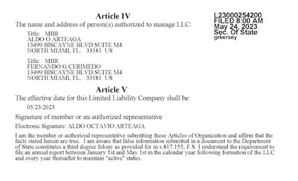Inscripción en Miami de Numer Advisors LLC