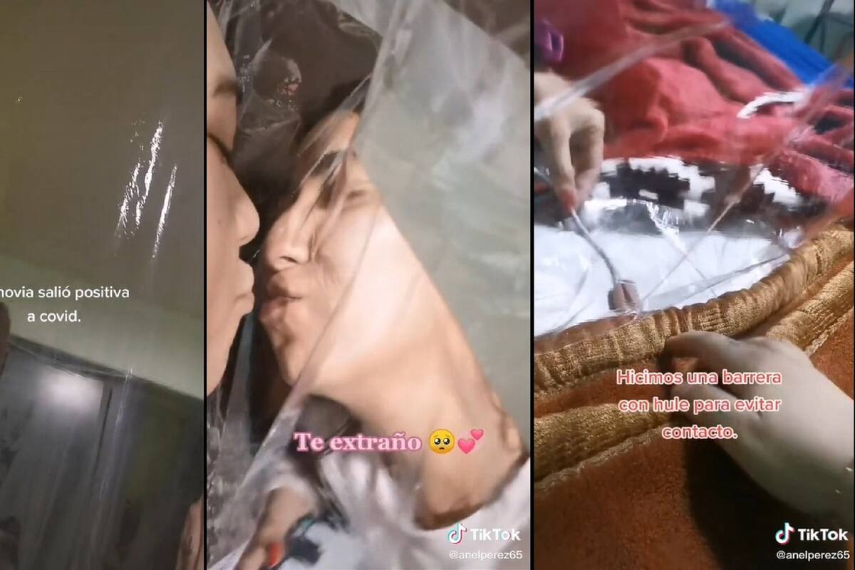 Instalaron una gran barrera de hule en su departamento para poder atravesar el aislamiento juntas