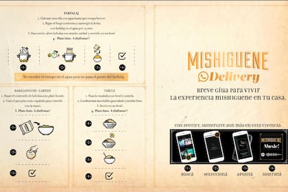 Instructivo para cocinar con los elementos del delivery de Mishiguene