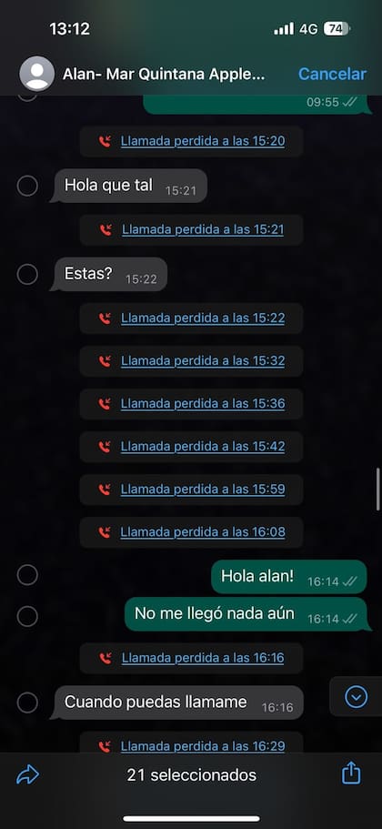 Intercambio entre un falso comprador y una vendedora de un Apple Watch