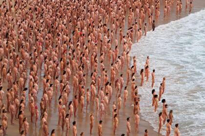 Intervención de Spencer Tunick en Sídney, Australia, en 2022.