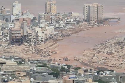 Inundaciones en la ciudad de Derna, en Libia.