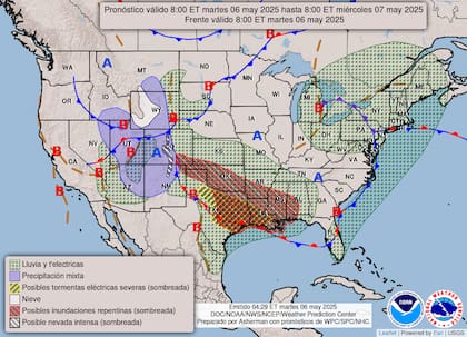 Inundaciones súbitas en el sur: riesgo moderado desde Texas hasta Mississippi por lluvias repetidas (
