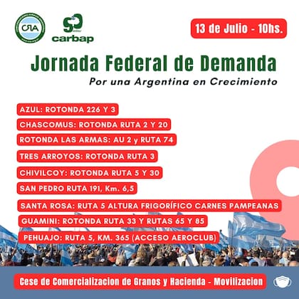Invitación de Carbap y CRA a la Jornada Federal de Demanda