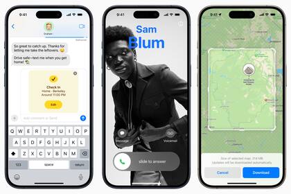 iOS 17 incorpora un sistema que avisa cuando llegamos a algún lugar (Check In), una nueva vista para los contactos en una llamada, y mapas mejorados