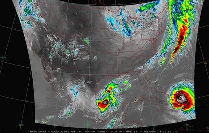 Irma y José en una imagen satelital