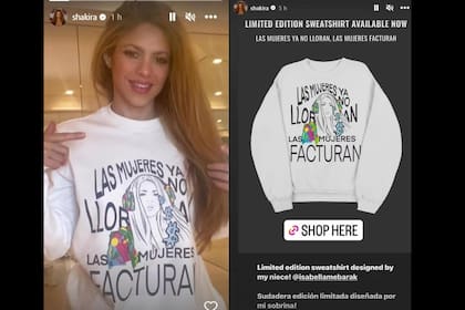 Isabella Merebak ilustró la frase "Las mujeres ya no lloran, las mujeres facturan" (Captura Instagram @shakira)