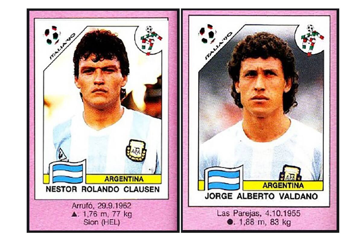 Italia 90. Los campeones del 86 que no tuvieron segunda oportunidad. Clausen y Valdano en figuritas.