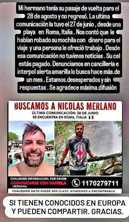 Italia: buscan a un argentino de 42 años que desapareció en Roma.