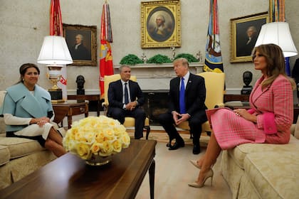 Iván Duque y su mujer, María Juliana Ruiz Sandoval, la primera dama de Colombia, y Donald Trump y Melania Trump