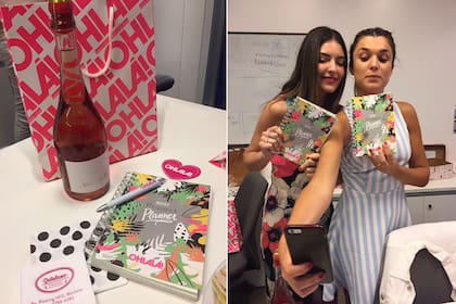 Izq: Cosas ricas y mucho trabajo por delante. Der: Sofi, de Oh my blog! y Lola, de Según la ocasión en un momento selfie