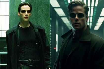 Izquierda. Keanu Reeves, protagonista de la saga. Derecha. Brad Pitt, según la inteligencia artificial, en el papel principal del film