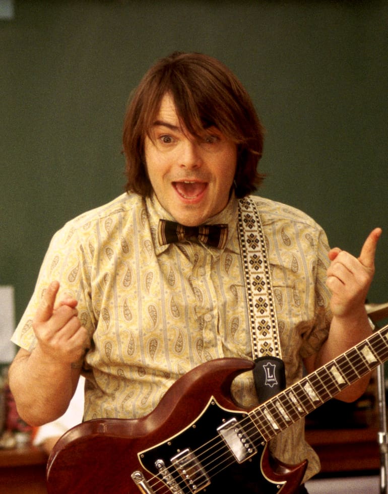 Jack Black en Escuela de rock, una buena película para que vean juntos padres e hijos