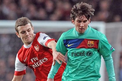 Jack y Leo, en el cruce entre Arsenal y Barcelona, por los Octavos de final de la Champions league 2011