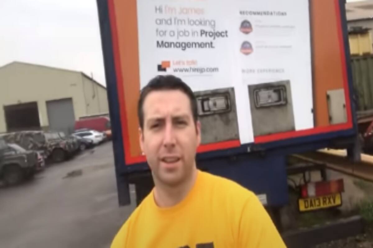 James Pemblington, de 33 años, no podía conseguir trabajo. Gracias a un concurso, logró plotear un camión con su CV y su vida dio un giro