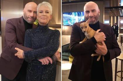 Jamie Lee Curtis y John Travolta durante la noche de ceremonia de los Oscar 2022 (Crédito: New York Post)